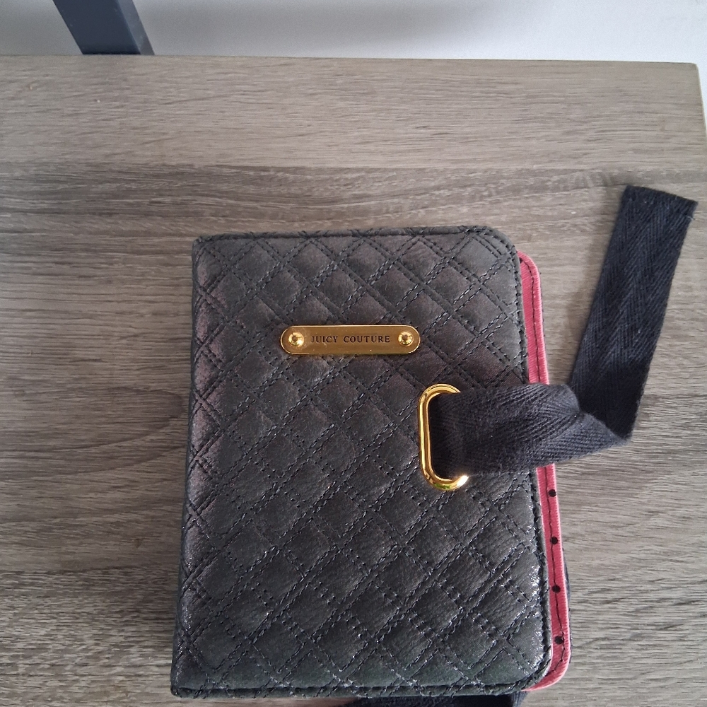 Vintage Juicy Couture MP3 Speaker Wallet Black Pink Quilted
